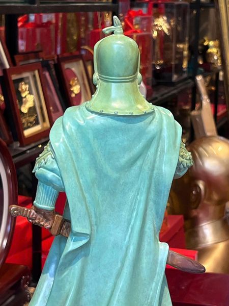 Tượng đồng trần hưng đạo cao 50cm patina xanh ngọc lục bích vân cổ