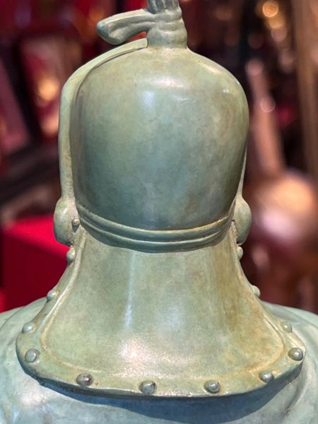 Tượng đồng trần hưng đạo cao 50cm patina xanh ngọc lục bích vân cổ