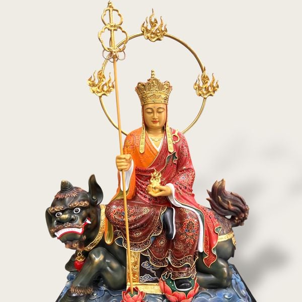 Tượng Địa Tạng Vương bằng đồng vẽ gấm dát vàng 24k