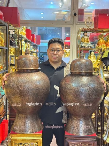 Đôi chóe đồng đỏ vết búa thủ công