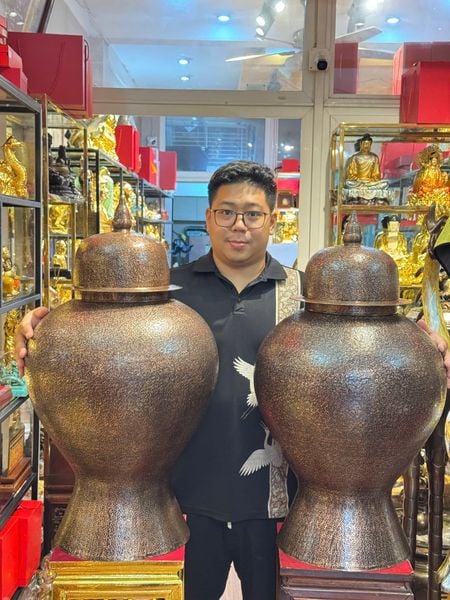 Đôi chóe đồng đỏ vết búa thủ công