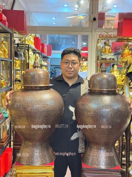 Đôi chóe đồng đỏ vết búa thủ công