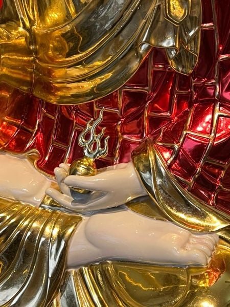 Tượng địa tạng vương bồ tát cao 50cm 15kg  bằng đồng, màu thủ công vẽ gấm diện