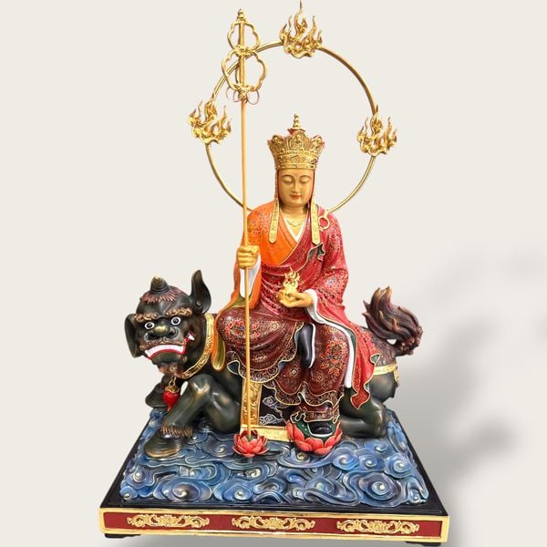 Tượng Địa Tạng Vương bằng đồng vẽ gấm dát vàng 24k