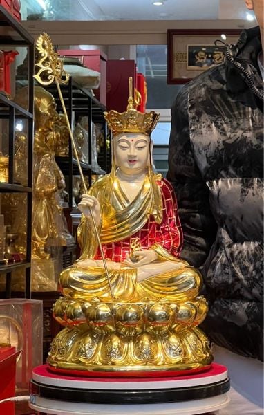 Tượng địa tạng vương bồ tát cao 50cm 15kg  bằng đồng, màu thủ công vẽ gấm diện