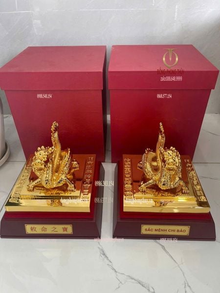 Ấn rồng Hoàng Đế Chi Bảo mạ vàng 24k