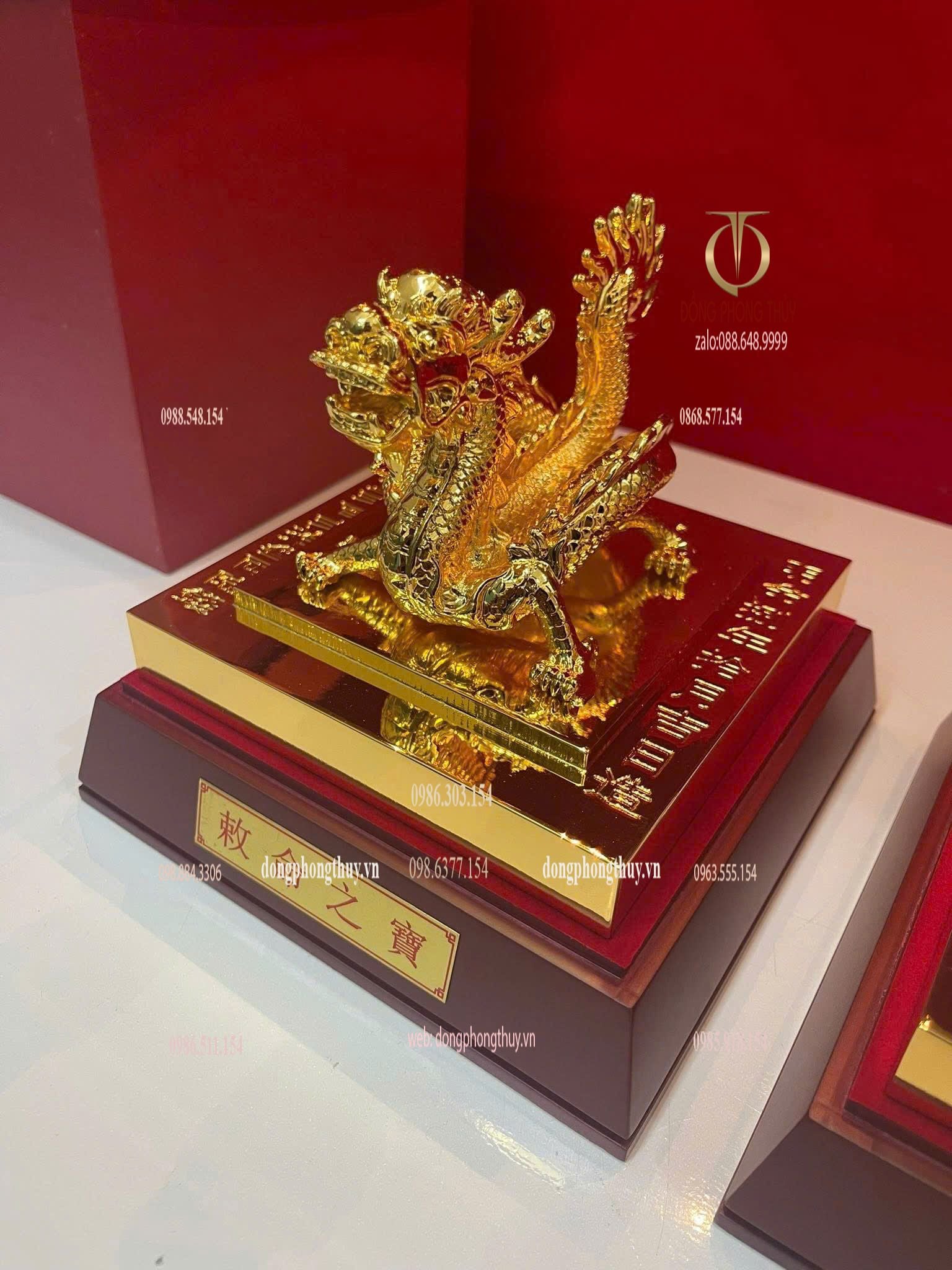 Ấn rồng Hoàng Đế Chi Bảo mạ vàng 24k
