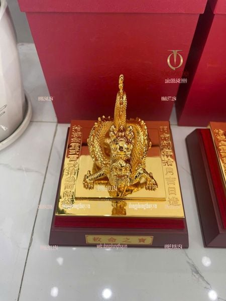 Ấn rồng Hoàng Đế Chi Bảo mạ vàng 24k