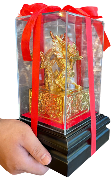 Quà tặng sếp mạ vàng: Ấn Rồng bằng đồng dát vàng 24k để bàn làm việc