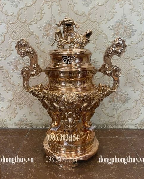 Bộ đỉnh đồng đỏ ngũ sự 62cm nặng 46kg