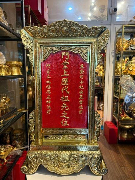 Bài vị bằng đồng dát điểm vàng 24k chữ đặt theo yêu cầu