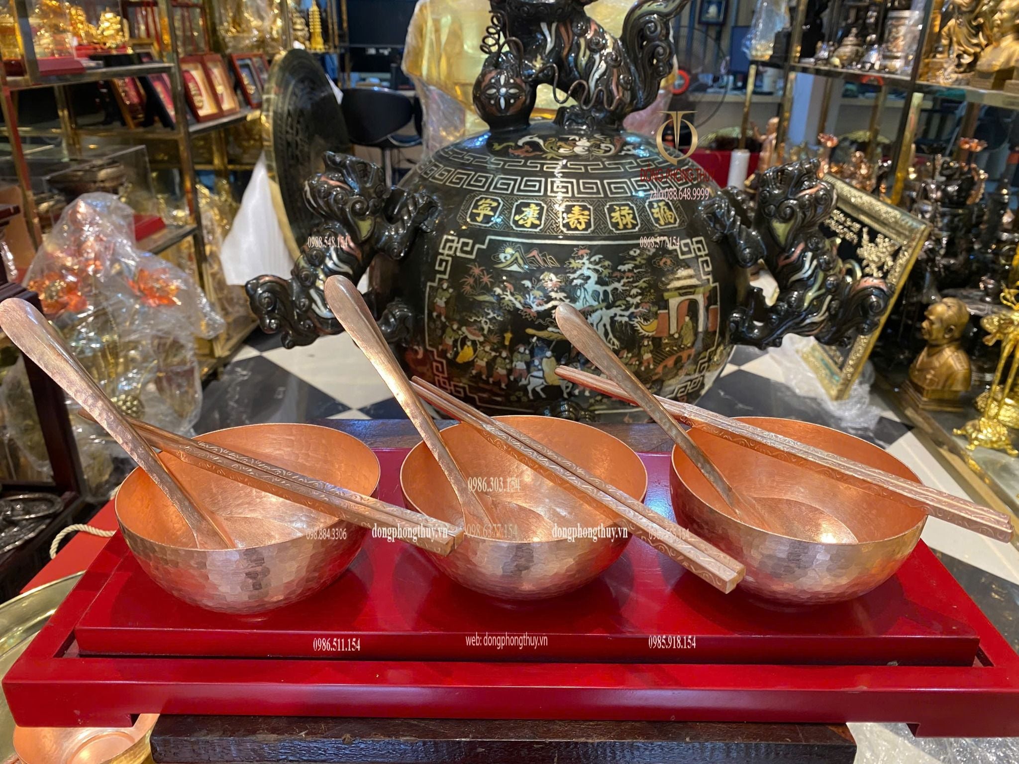 Bát đũa thìa ăn cơm bằng đồng