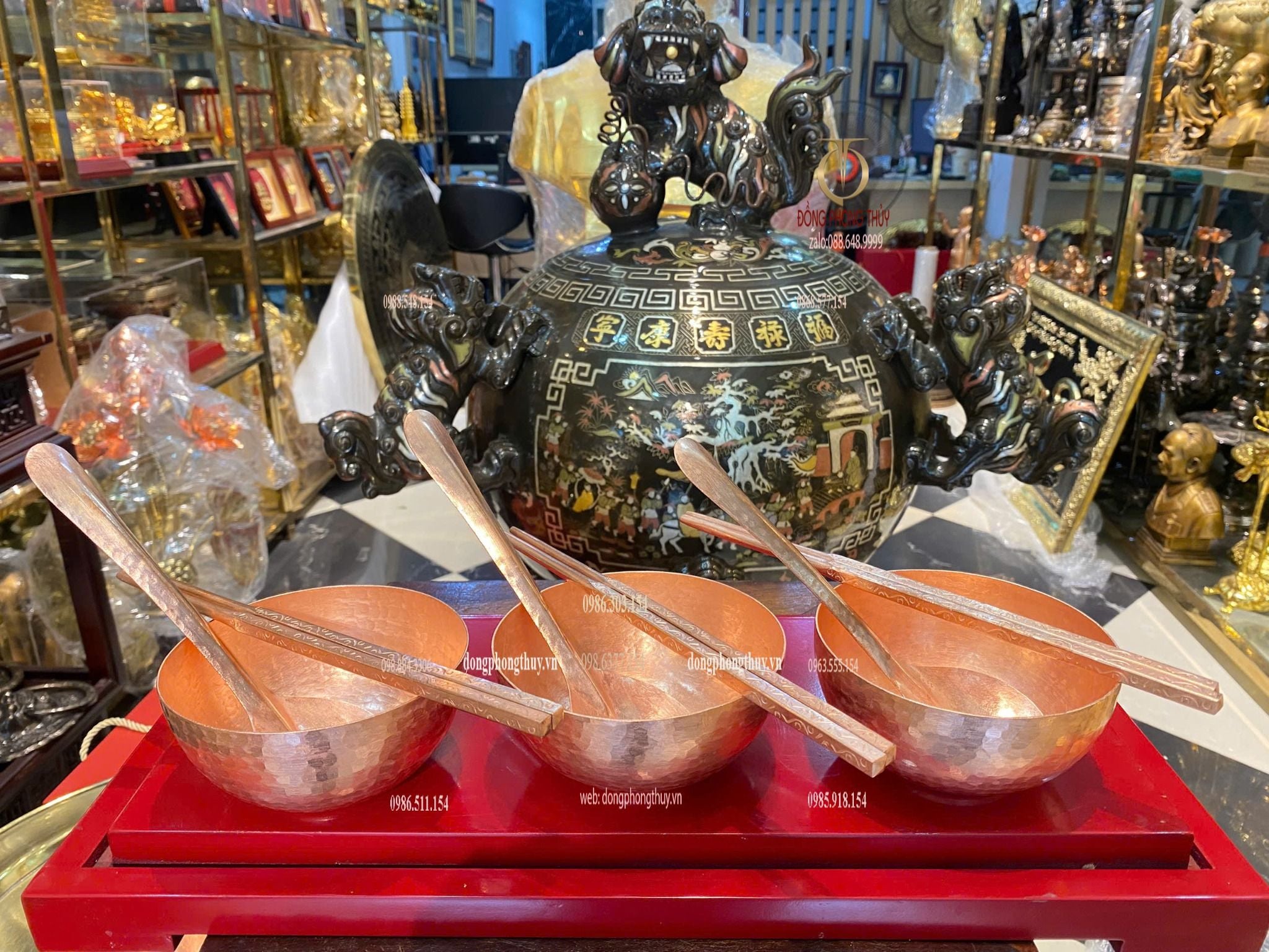 Bát đũa thìa ăn cơm bằng đồng