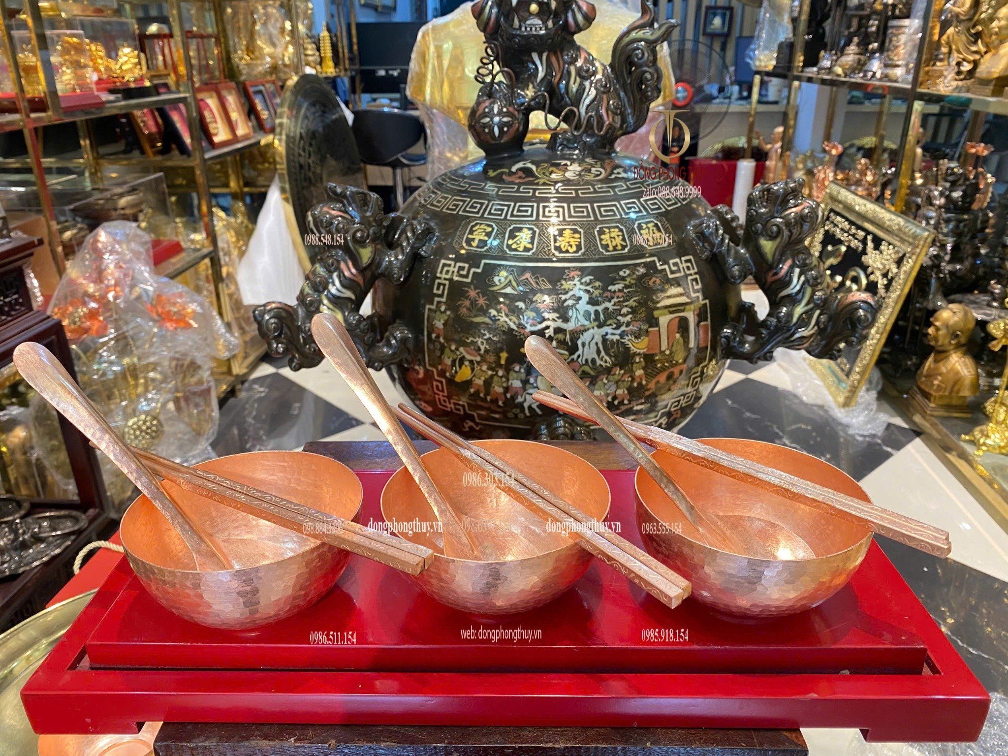 Bát đũa thìa ăn cơm bằng đồng