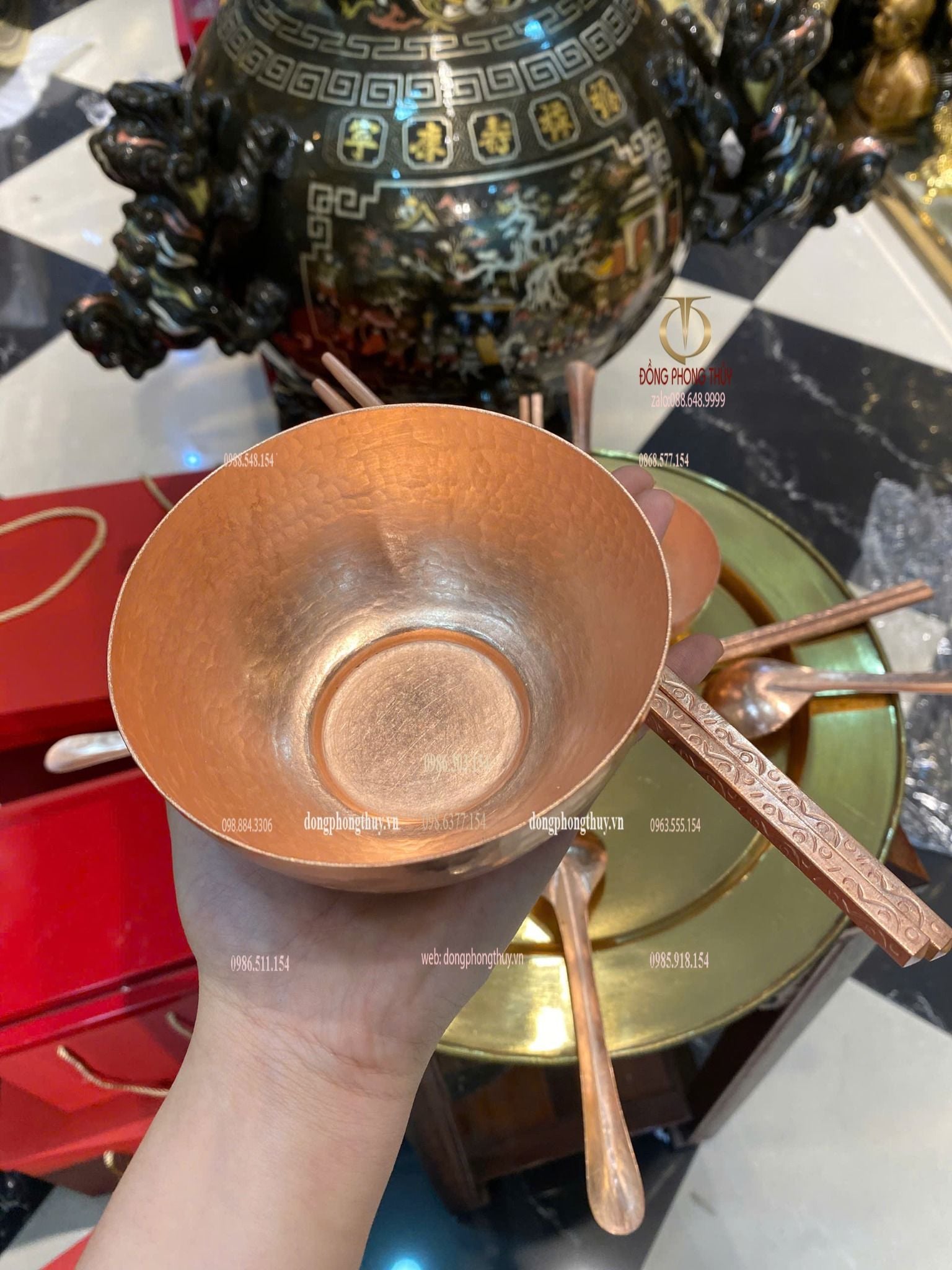 Bát đũa thìa ăn cơm bằng đồng