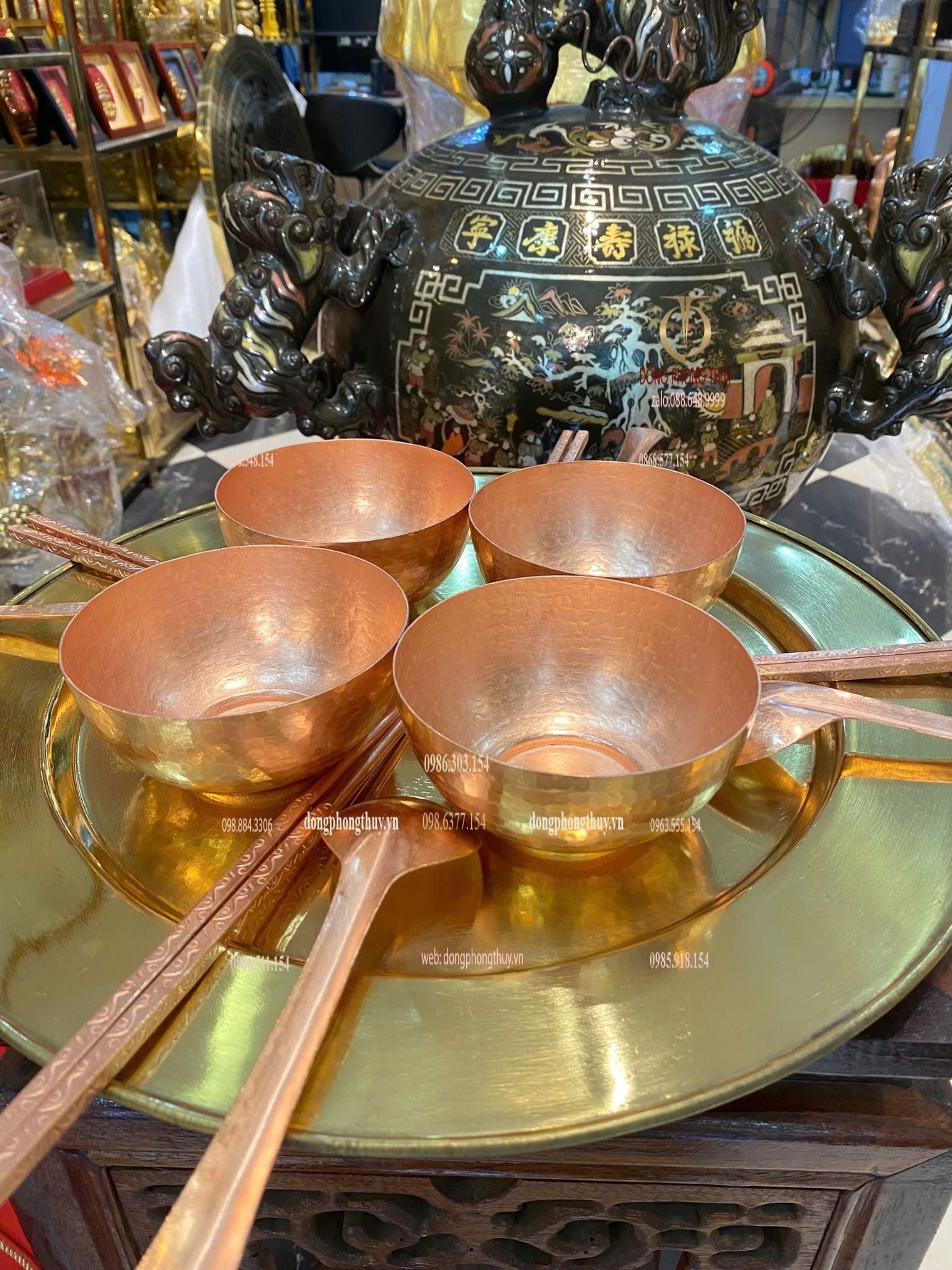 Bát đũa thìa ăn cơm bằng đồng