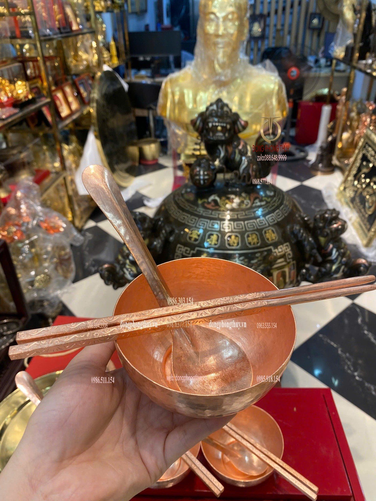 Bát đũa thìa ăn cơm bằng đồng