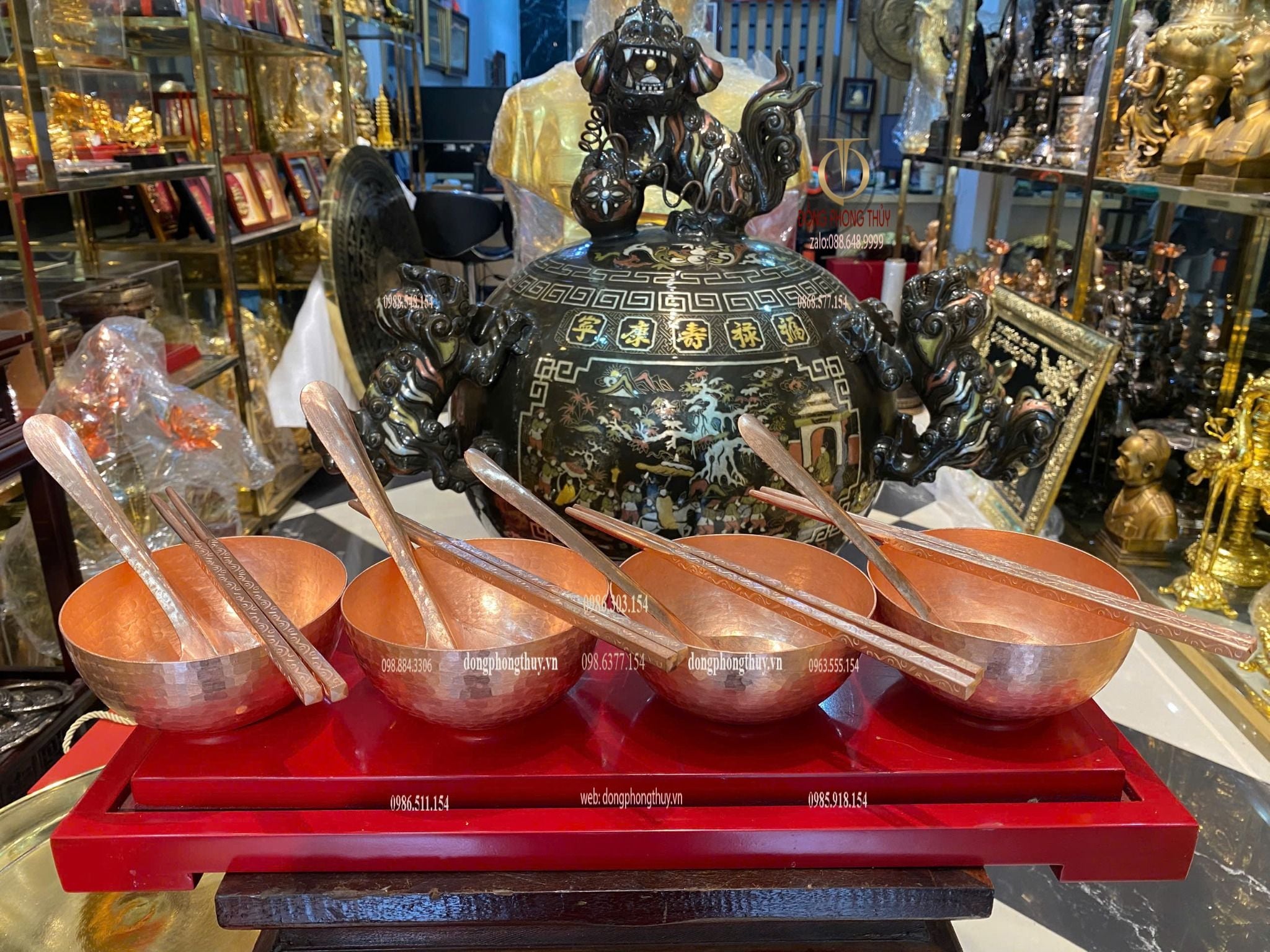 Bát đũa thìa ăn cơm bằng đồng