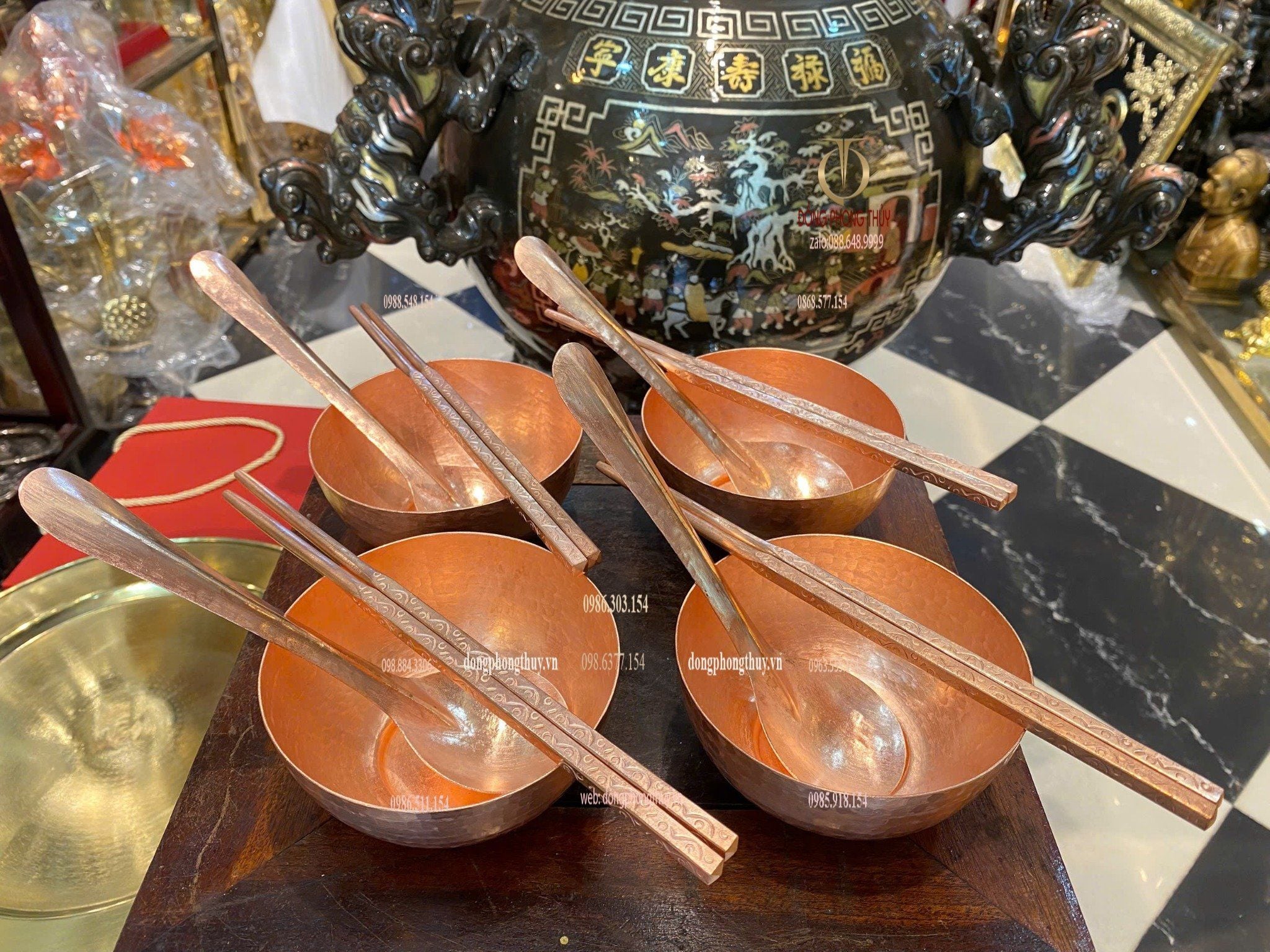 Bát đũa thìa ăn cơm bằng đồng