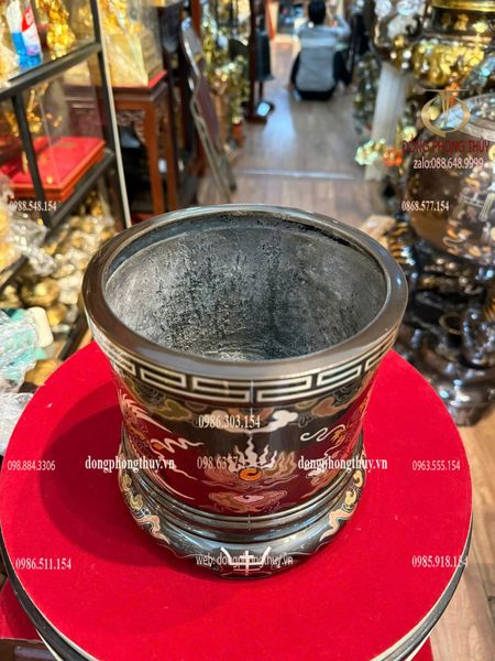 Bát Hương rồng phượng 16cm khảm ngũ sắc