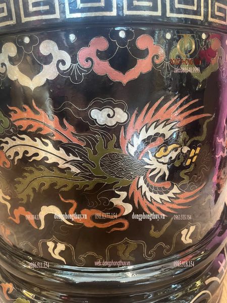 Bát hương đường kính 40cm bằng đồng khảm ngũ sắc