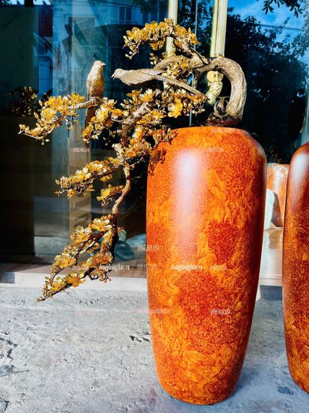 Quà tặng sếp mạ vàng: Bình Mai dáng đổ bằng đồng mạ vàng 24k