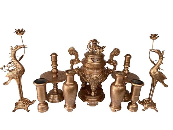 Bộ đỉnh đồng đỏ đầy đủ 60cm