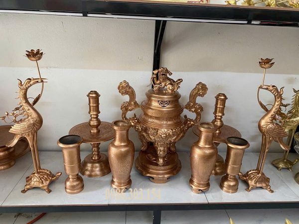 Bộ đỉnh đồng đỏ đầy đủ 60cm