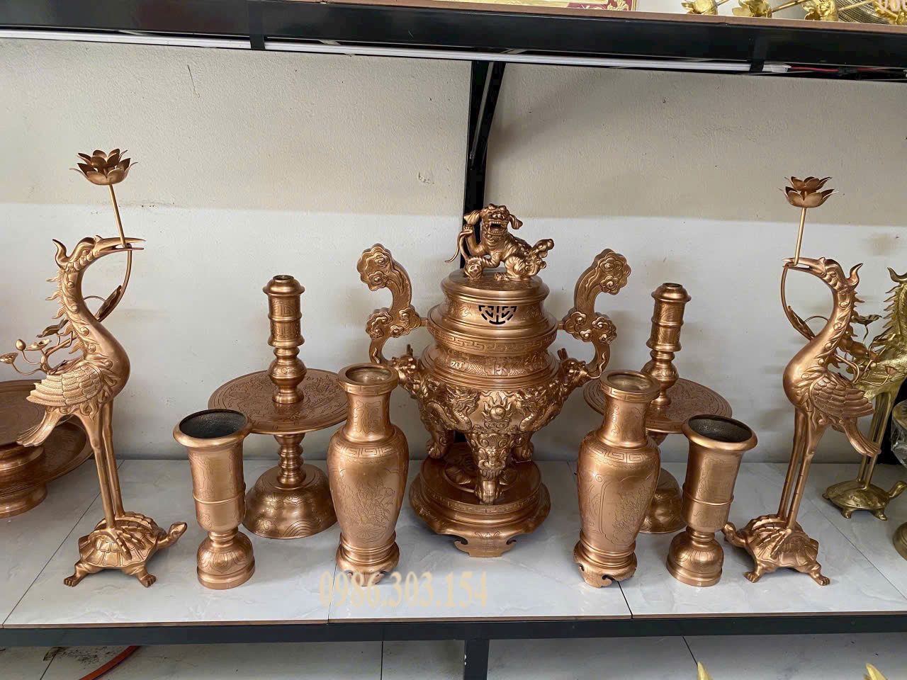 Bộ đỉnh đồng đỏ đầy đủ 60cm