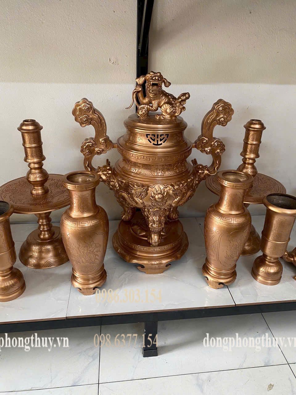 Bộ đỉnh đồng đỏ đầy đủ 60cm