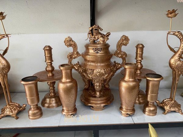 Bộ đỉnh đồng đỏ đầy đủ 60cm