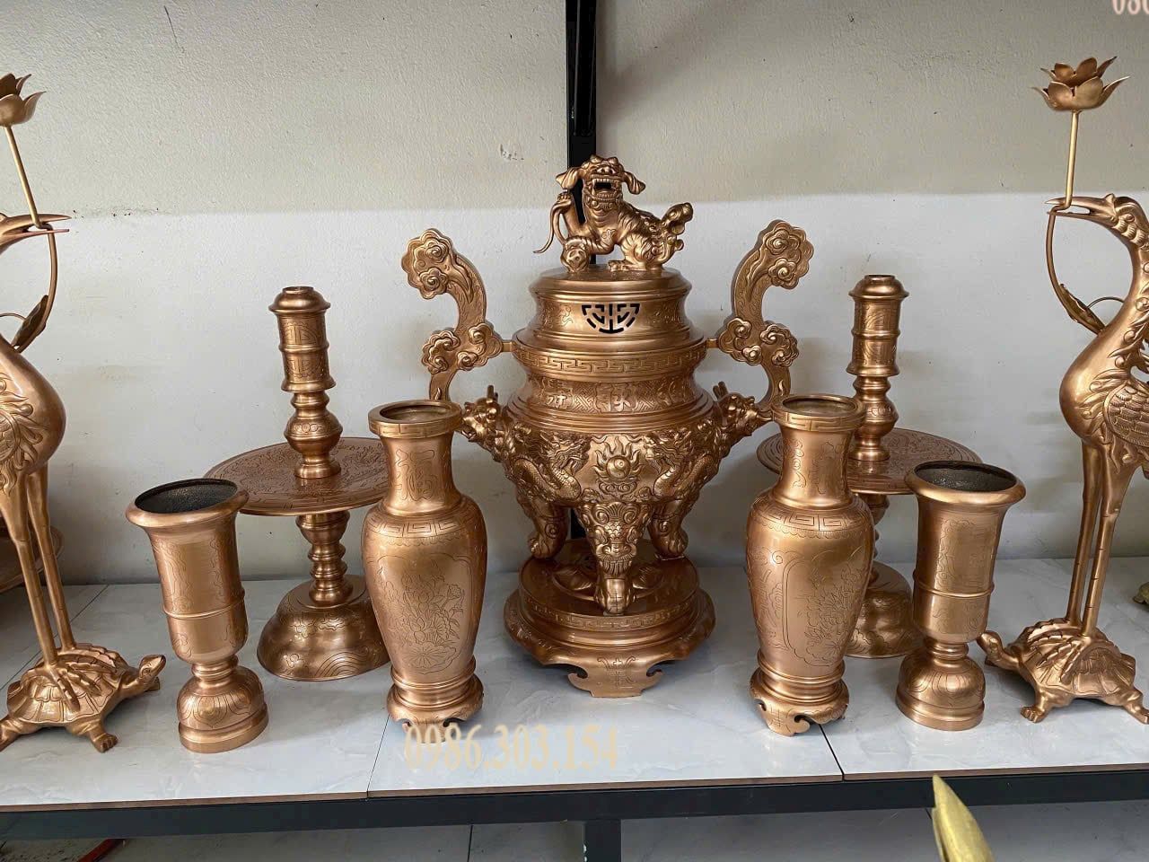 Bộ đỉnh đồng đỏ đầy đủ 60cm