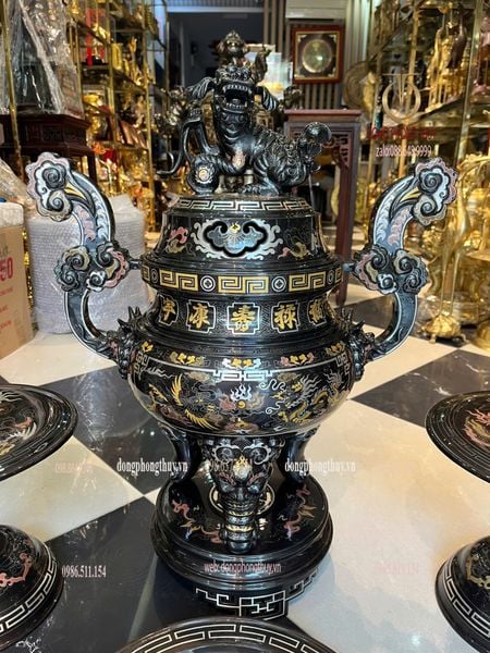 Bộ tam sự cao 65cm khảm ngũ sắc kĩ hàng nghệ nhân