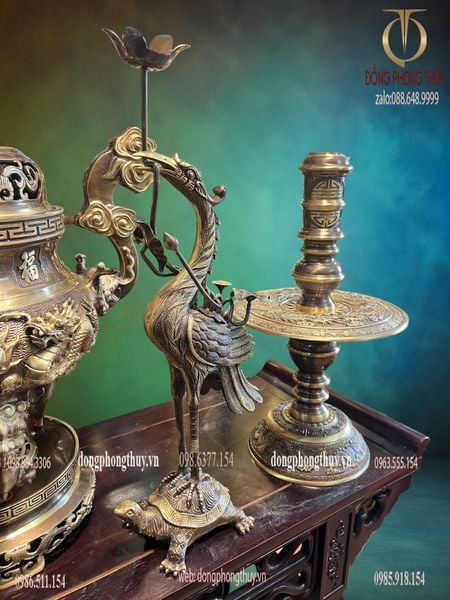 Bộ đỉnh đồng ngũ sự 60cm màu hun xanh cạo nặng 29kg song long