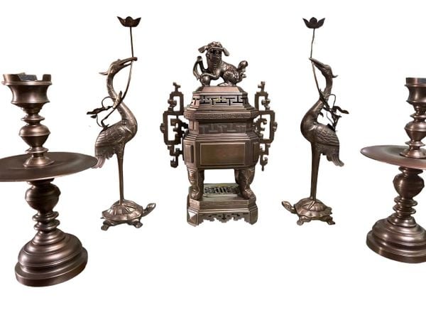 Bộ đỉnh đồng đỏ 60cm dáng vuông bát giác