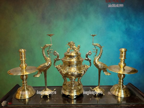 Bộ đỉnh đồng Sòi ngũ sự cát tút 50cm nặng 26kg