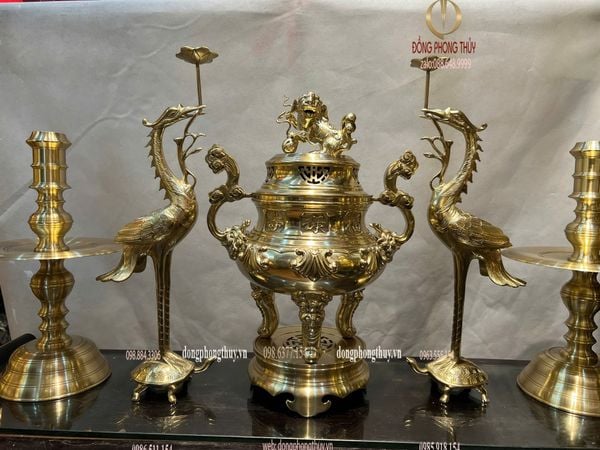 Bộ đỉnh đồng ngũ sự cát tút 50cm nặng 26kg