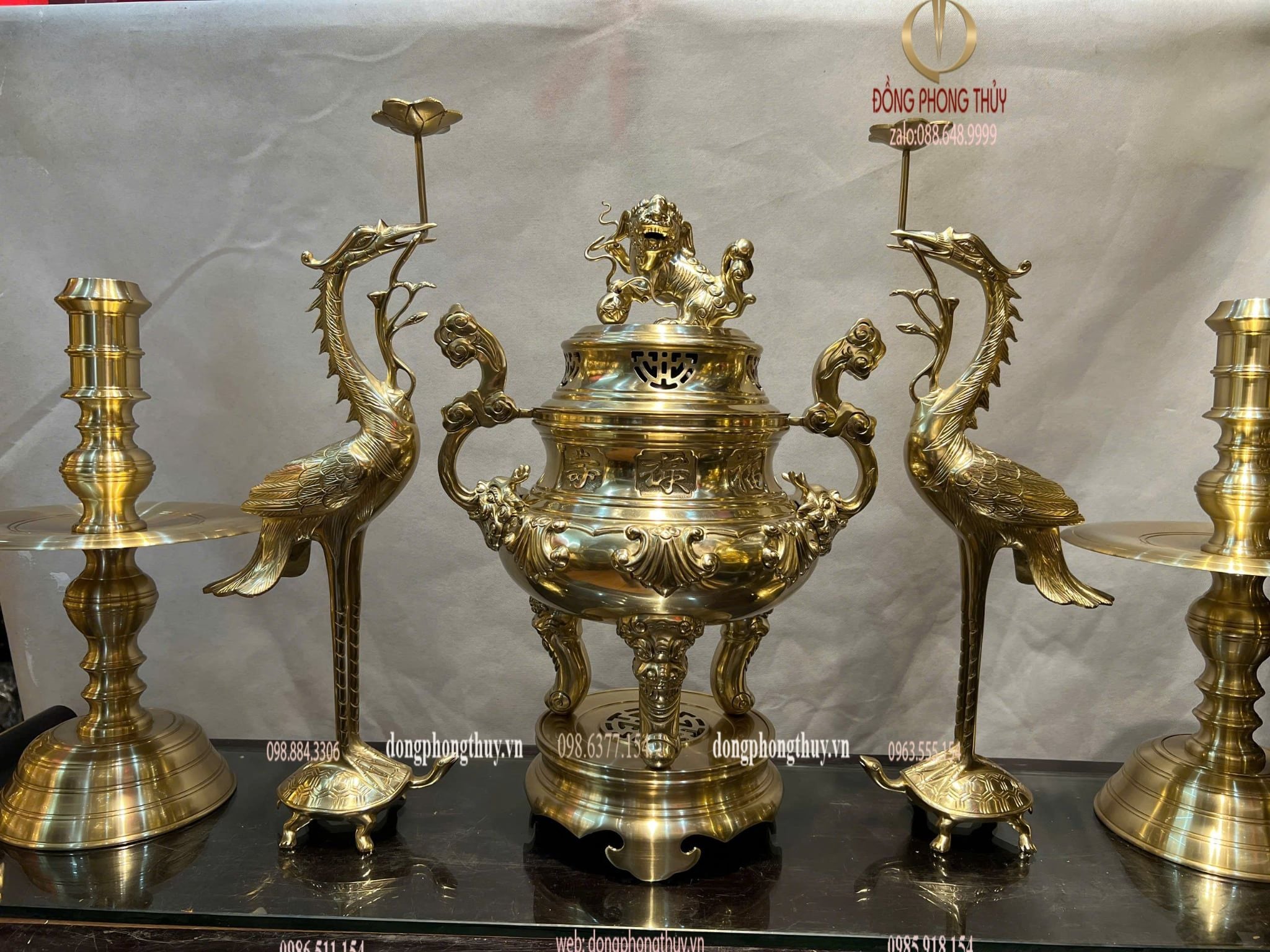 Bộ đỉnh đồng ngũ sự cát tút 50cm nặng 30kg