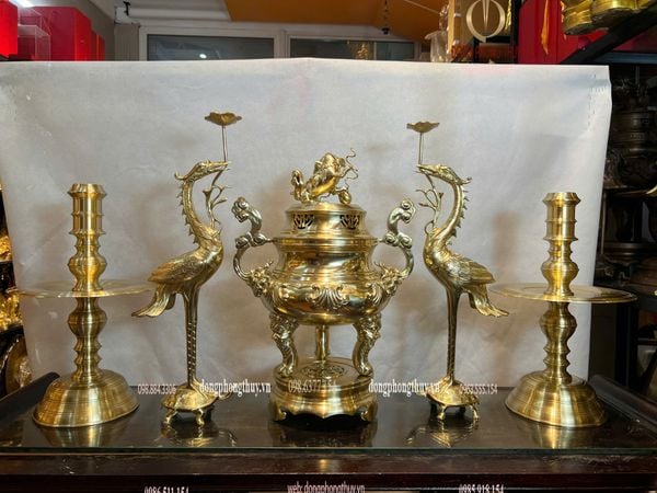 Bộ đỉnh đồng ngũ sự cát tút 50cm nặng 26kg