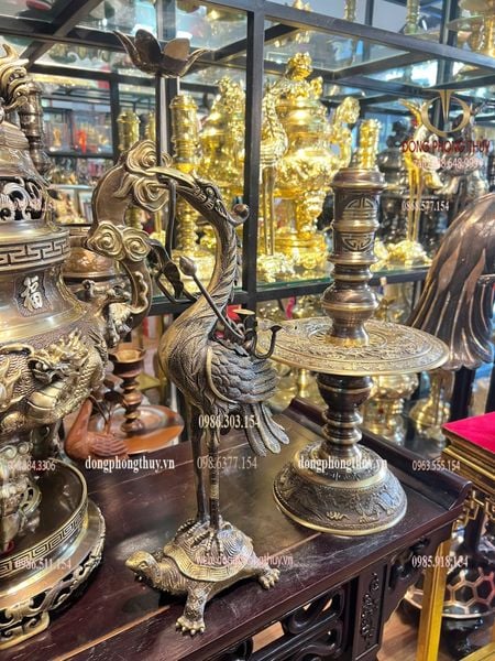 Bộ ngũ sự đỉnh đồng 60cm song long chầu nguyệt