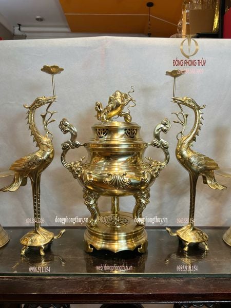Bộ đỉnh đồng ngũ sự cát tút 50cm nặng 26kg