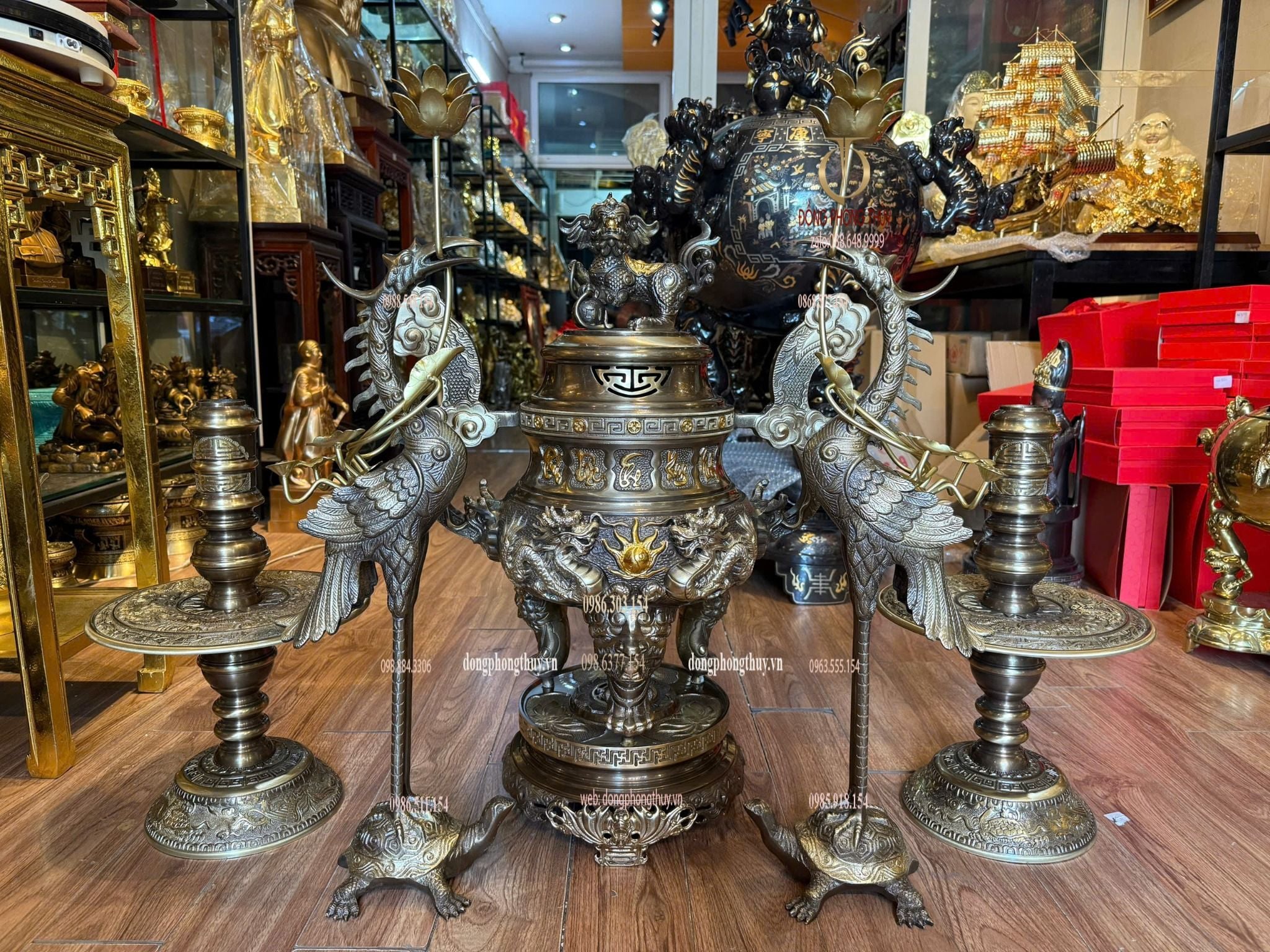 Bộ ngũ sự đồng vàng hun 65cm