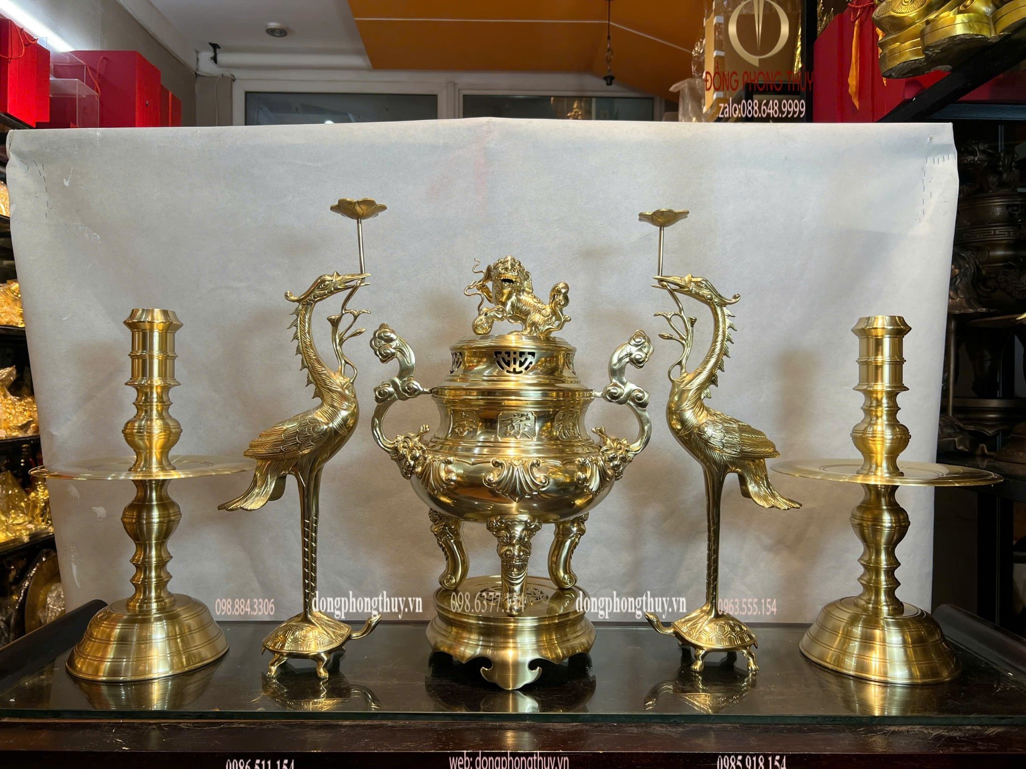 Bộ đỉnh đồng ngũ sự cát tút 50cm nặng 30kg