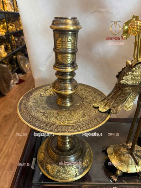 Bộ đỉnh đồng ngũ sự bằng đồng vàng hun nâu cạo màu