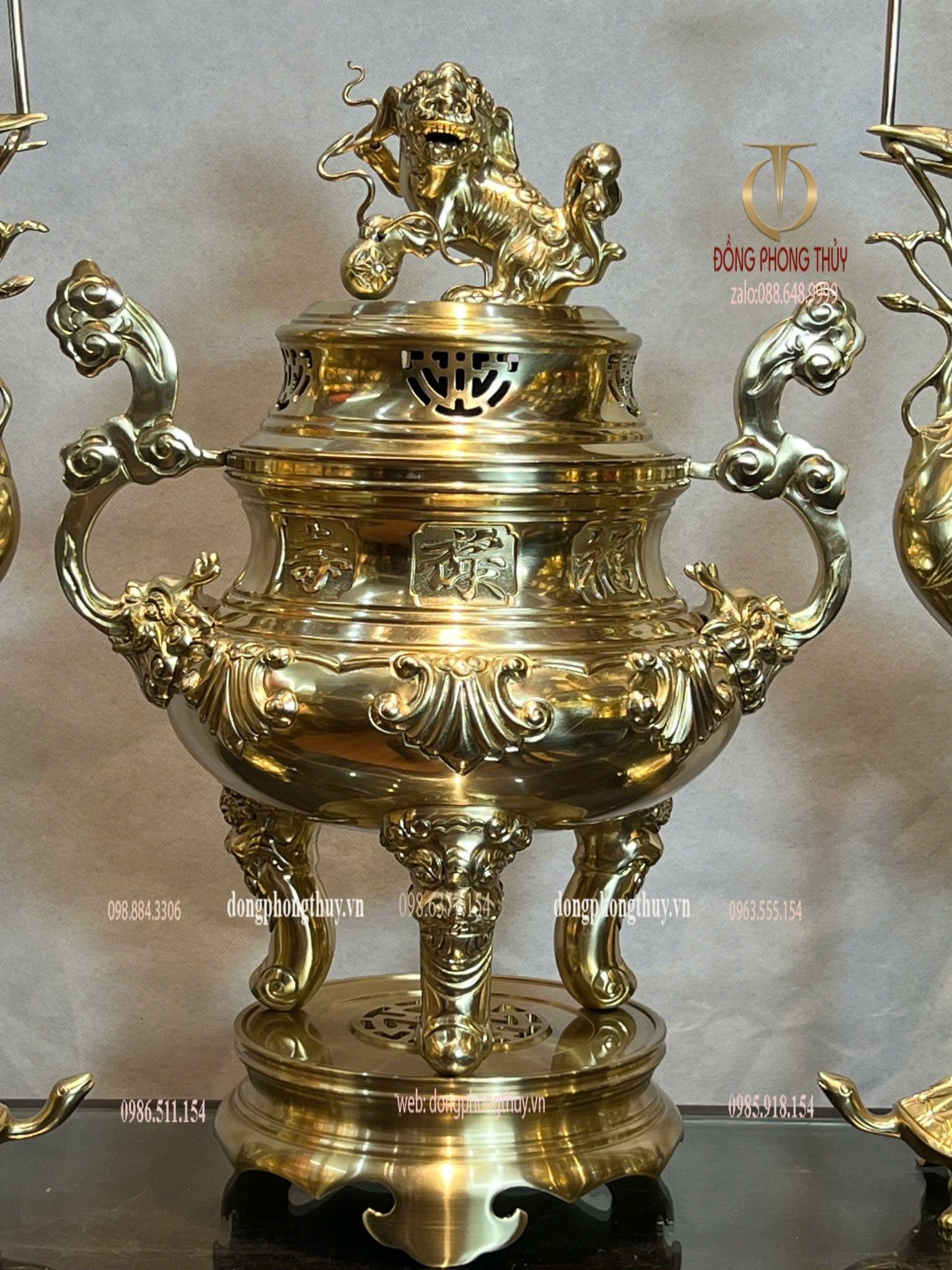 Bộ đỉnh đồng ngũ sự cát tút 50cm nặng 30kg