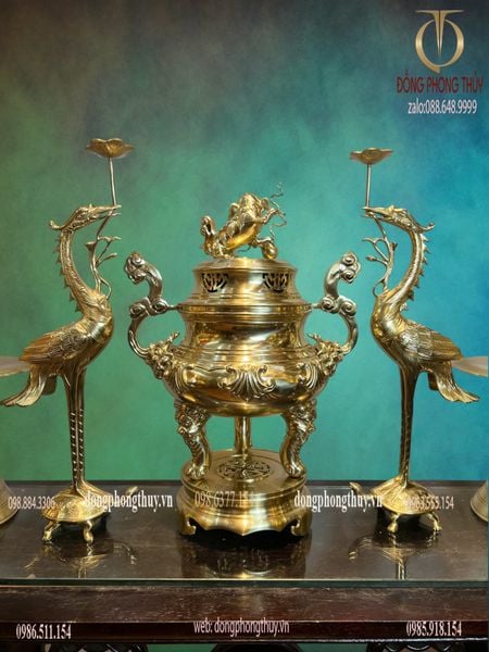 Bộ đỉnh đồng Sòi ngũ sự cát tút 50cm nặng 26kg