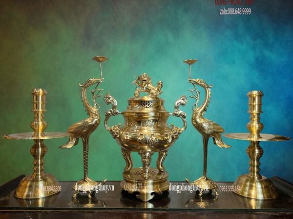 Bộ đỉnh đồng Sòi ngũ sự cát tút 50cm nặng 26kg