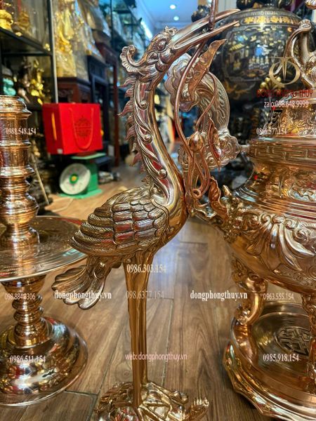 Đỉnh đồng ngũ sự hoa sòi 65cm nặng 48kg đồng đỏ