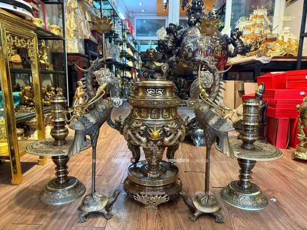 Bộ ngũ sự đồng vàng hun 65cm