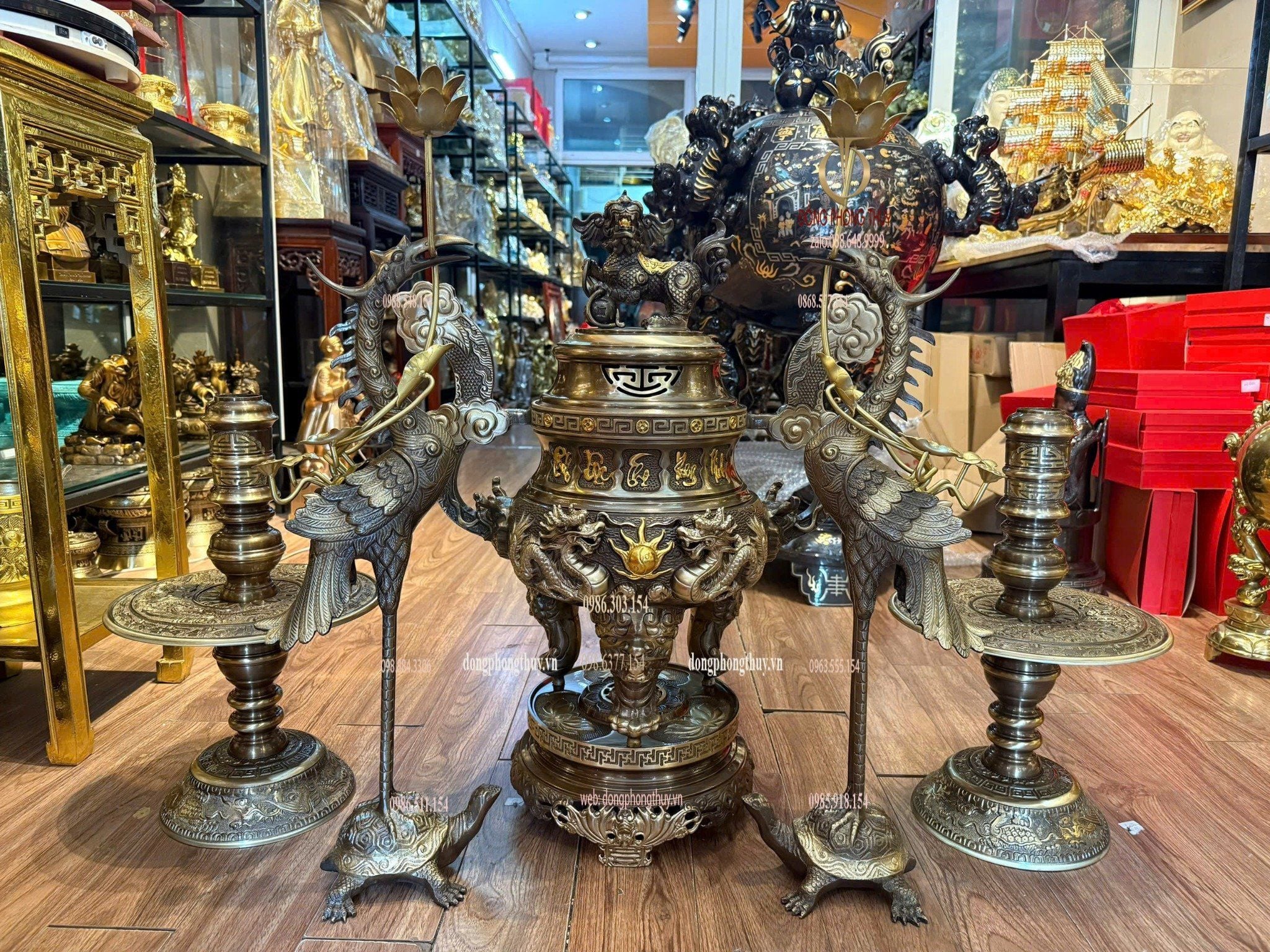 Bộ ngũ sự đồng vàng hun 65cm